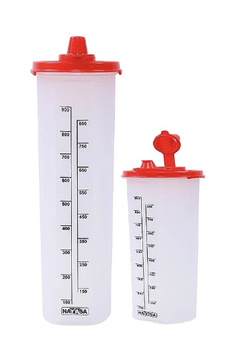 नयासा प्लास्टिक ऑयल डिस्पेंसर, 1000ml+600ml, 2 का सेट, मल्टीकलर-1