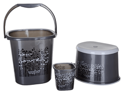Nayasa Funk Bathroom Set 3 Pieces- Bucket (25 litres), Mug (1.5 litres) and 1 Stool, Black | Bathroom Accessory Set(Plastic)-1