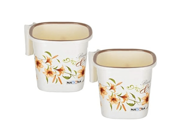 Nayasa Plastic Square DLX Mug (1.5 L, Off White) - 2 Pieces Set