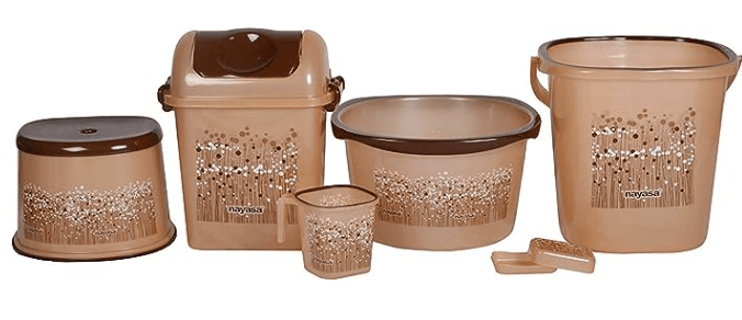 Nayasa Funk 6 Piece Plastic Bathroom Set, Large, Brown-1