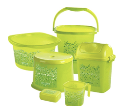 Nayasa Funk 6 Piece Plastic Bucket Set-Green-1
