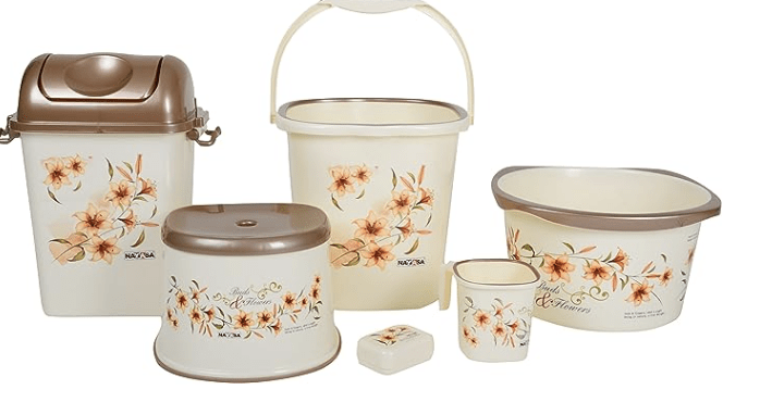 Nayasa Plastic 6 Piece Bathroom Set (Standard, Cream) (SSB184)