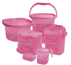 Nayasa Funk 6 Piece Plastic Bucket Set-Pink-1