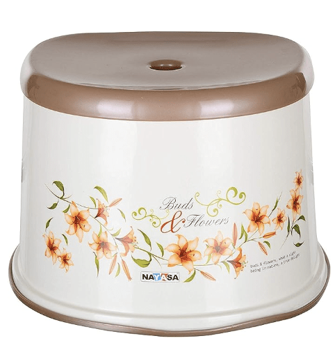 Nayasa Strong Bathroom Stool (Glossy, Cream Square 511) by Krishna