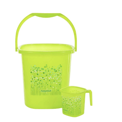 Nayasa 2 Piece Plastic Bucket and Mug Set, Green-1