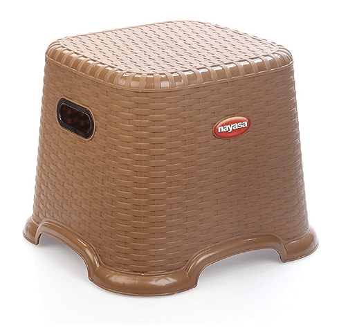 Nayasa Cane Plastic Stool Small (Multicolour)-1