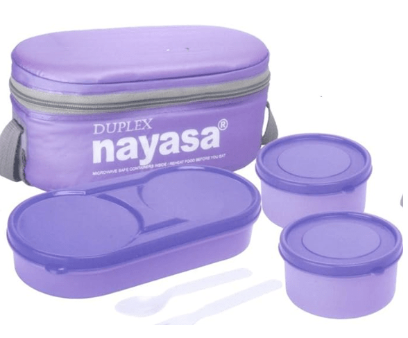 Nayasa Plastic   Thermoware  Duplex Lunch Box Soft Tiffins, Standard, Blue