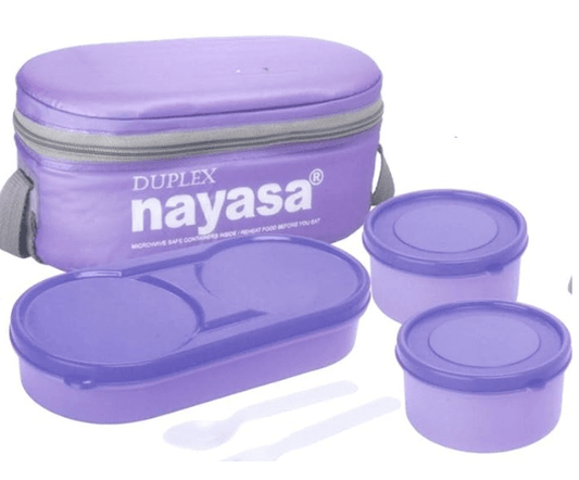 Nayasa Plastic   Thermoware  Duplex Lunch Box Soft Tiffins, Standard, Blue