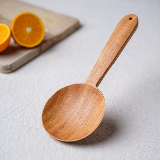 Neem Wood Cooking Ladle - Serve (Round | 23CM | Handmade | 100% Natural Neem Wood)