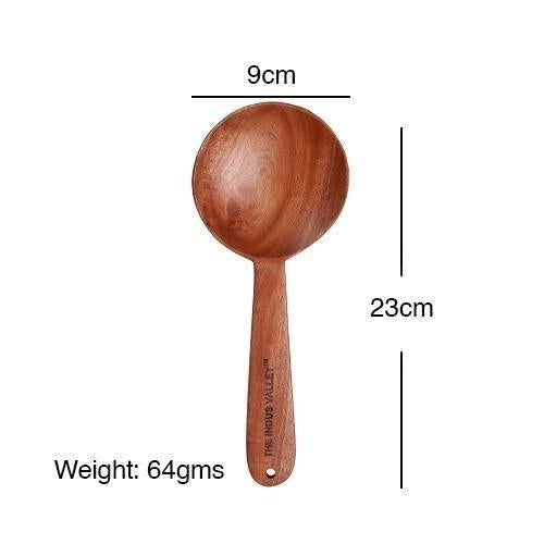 Neem Wood Cooking Ladle - Serve (Round | 23CM | Handmade | 100% Natural Neem Wood)