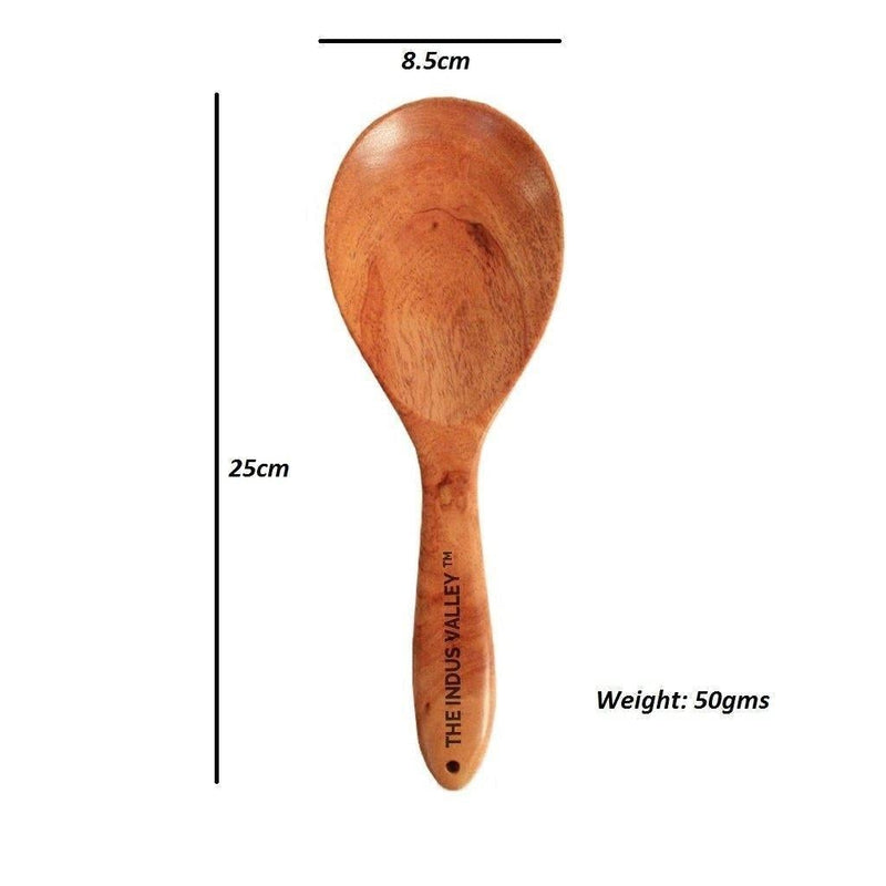 100% Natural Neem Wood Cooking & Serving Spoons/Spatula/Ladles, Set of 3, Toxin-free, Anti-microbial