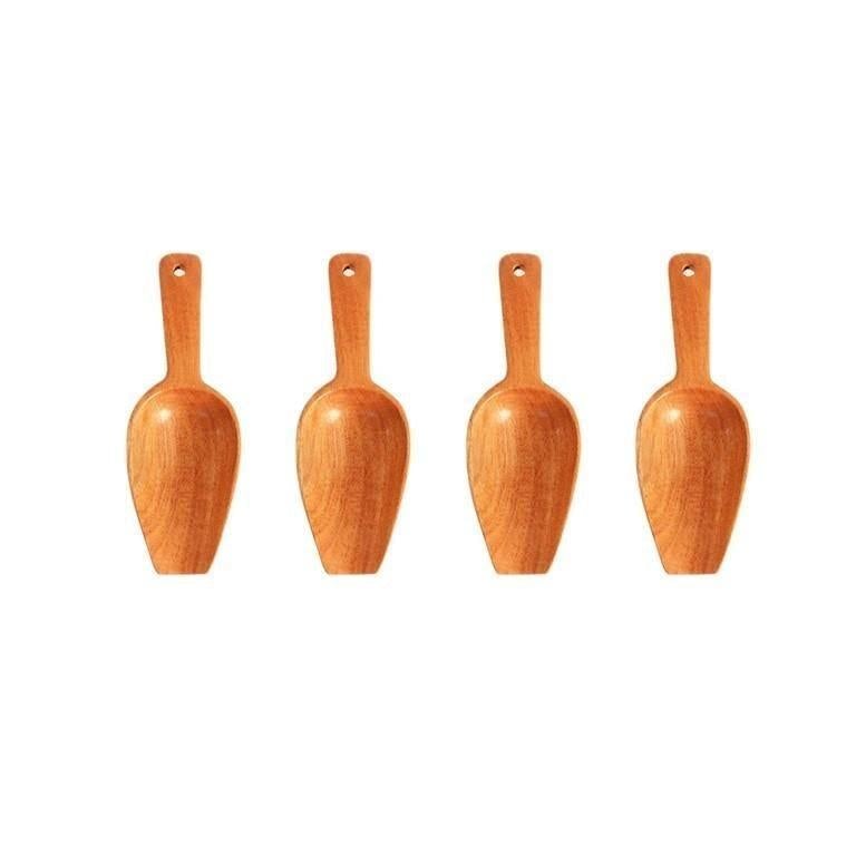 Neem Wood Scoop Spoon for Measuring Flour/Grains/Rice/Sugar – Set of 4