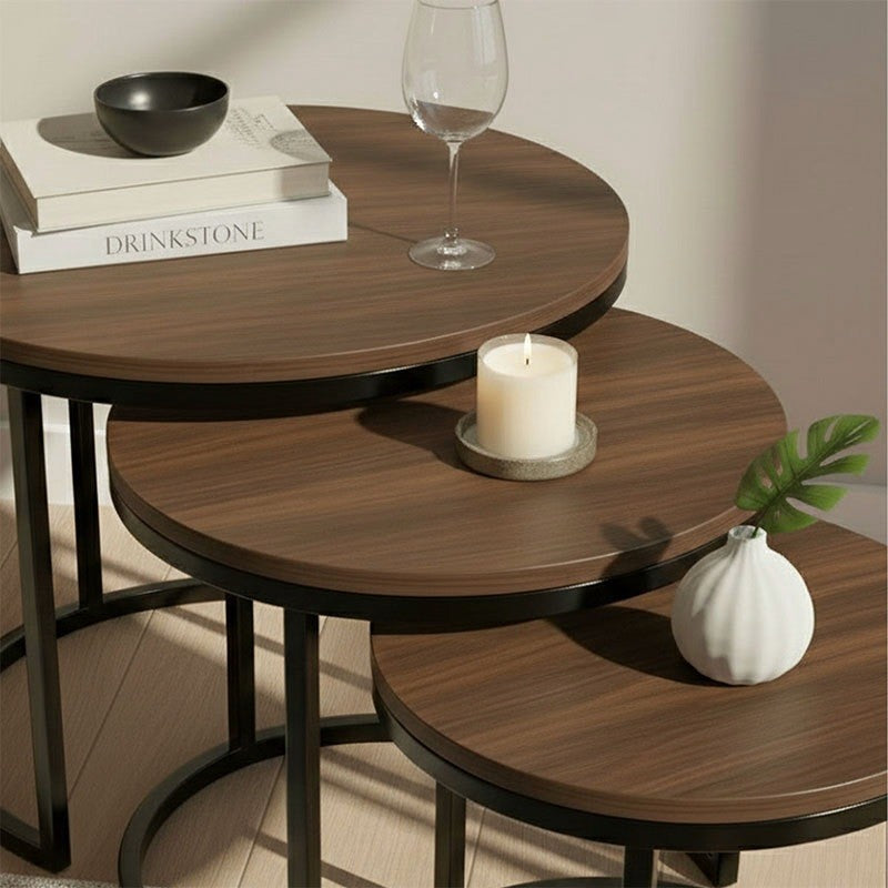 Round Nesting Table . Nesting Table set of 3 . Multi purpose Furniture