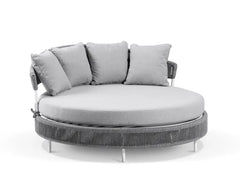 Capuano Outdoor Poolside Sunbed With Cushion Daybed (Grey) Braided & Rope