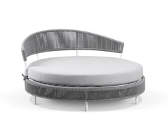 Capuano Outdoor Poolside Sunbed With Cushion Daybed (Grey) Braided & Rope