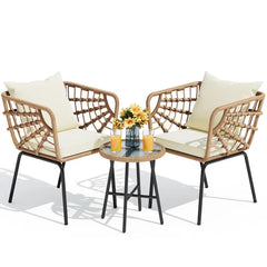 Aldric Outdoor Patio Seating Set 2 Chairs and 1 Table Set (Honey)