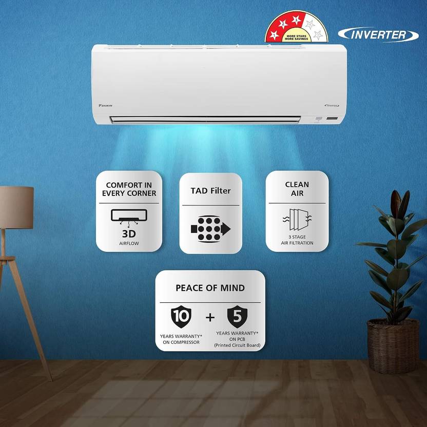 Daikin 2025 Model 1.8 Ton 3 Star Split Inverter AC (ATKL60UV16, White)-2