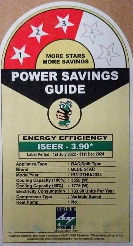 Blue Star 2023 Model 1 Ton 3 Star Split Inverter AC (IB312TNU, White brown)-3