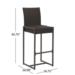 Ladanza Outdoor Patio Bar Chair 4 Chairs For Balcony (Brown)