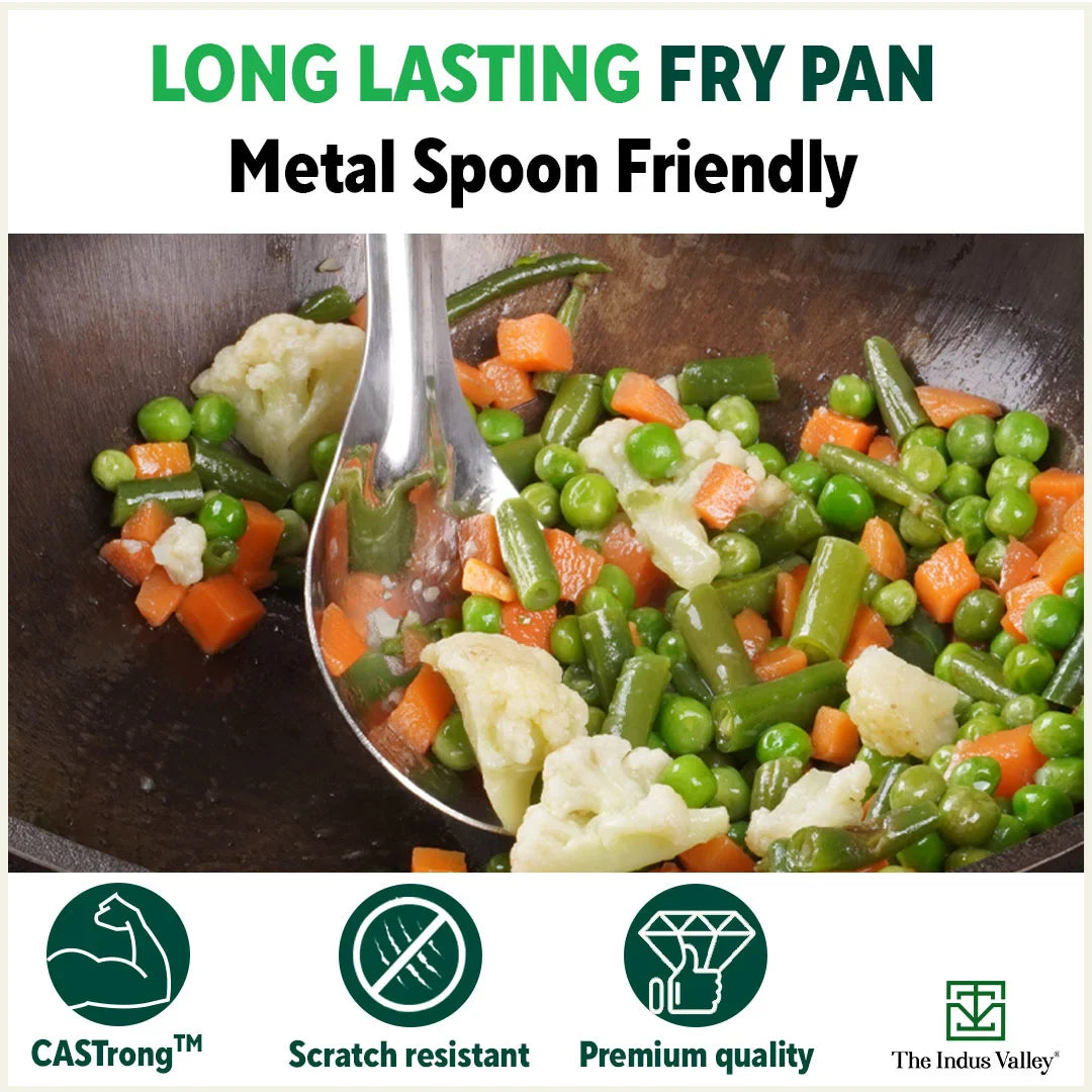 Super Smooth Cast Iron Frypan, Pre-seasoned, Nonstick, 100% Pure,Toxin-free, Free ₹400 Tadka Pan, 25.4cm, 1.7L, 2.4kg