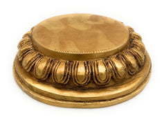 Brass Chowki Bajot Peetha Aasan for Pooja, Handmade Singhasan Stand for Kalash, Deity, Idols, Traditional Mandir Pedestal Platform for Temple & Home Decor, Gold, 1.5 Inch, 1 Piece