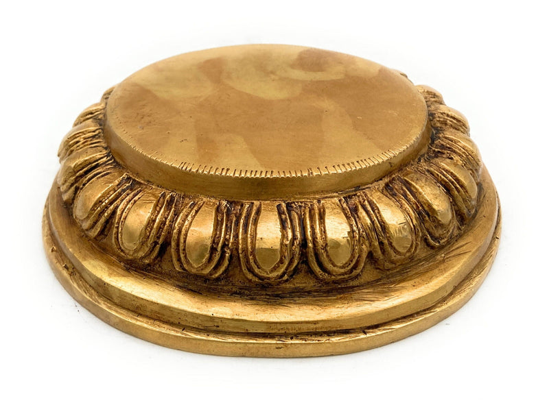 Brass Chowki Bajot Peetha Aasan for Pooja, Handmade Singhasan Stand for Kalash, Deity, Idols, Traditional Mandir Pedestal Platform for Temple & Home Decor, Gold, 1.5 Inch, 1 Piece