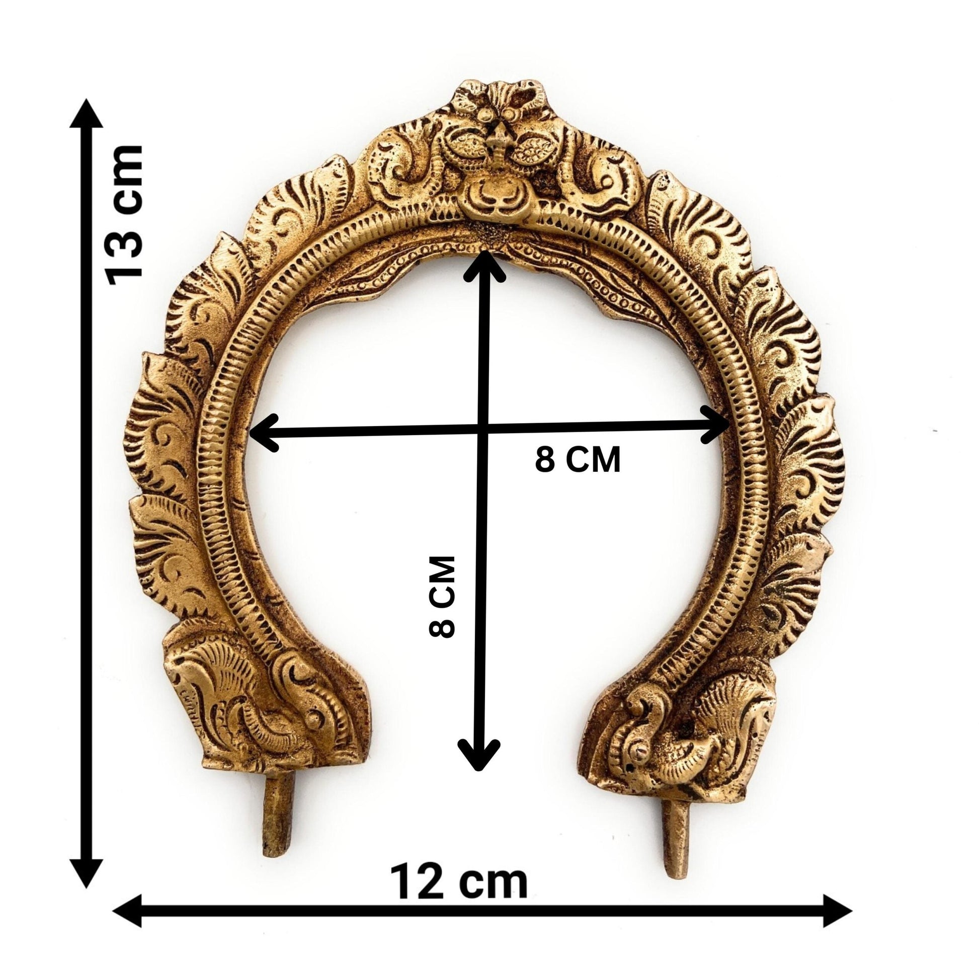 Bhunes Brass Small Prabhavali for God Idols – Traditional Temple Arch Frame | Wall Hanging Decorative Aura Backdrop for Mandir, Pooja, Home Decor, Prabhamandala, Tiruvasi, Thiruvachi, Gold, 5 Inch, 1 Piece