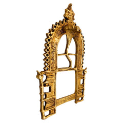 Bhunes Handcrafted Brass Prabhavali Arch Frame – Wall Hanging Prabhawali for Temple, Home Decor, Small Deities, Prabhaval Backdrop, Gold, 7.5 Inch, 1 Piece