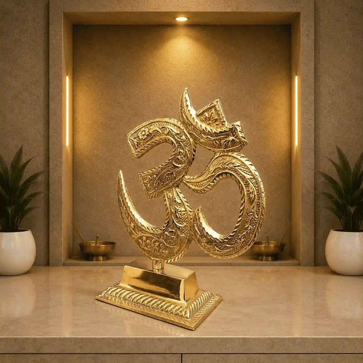 Brass Table Top Om With Stand (5.5 Inch)