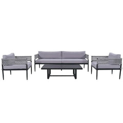 Furni Outdoor Sofa Set 3 Seater , 2 Single seater and 1 Center Table Set (Grey) Braided & Rope