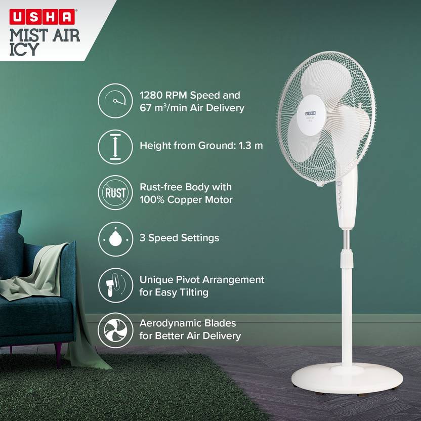 USHA Mist Air Icy 400 mm Pedestal Fan-2