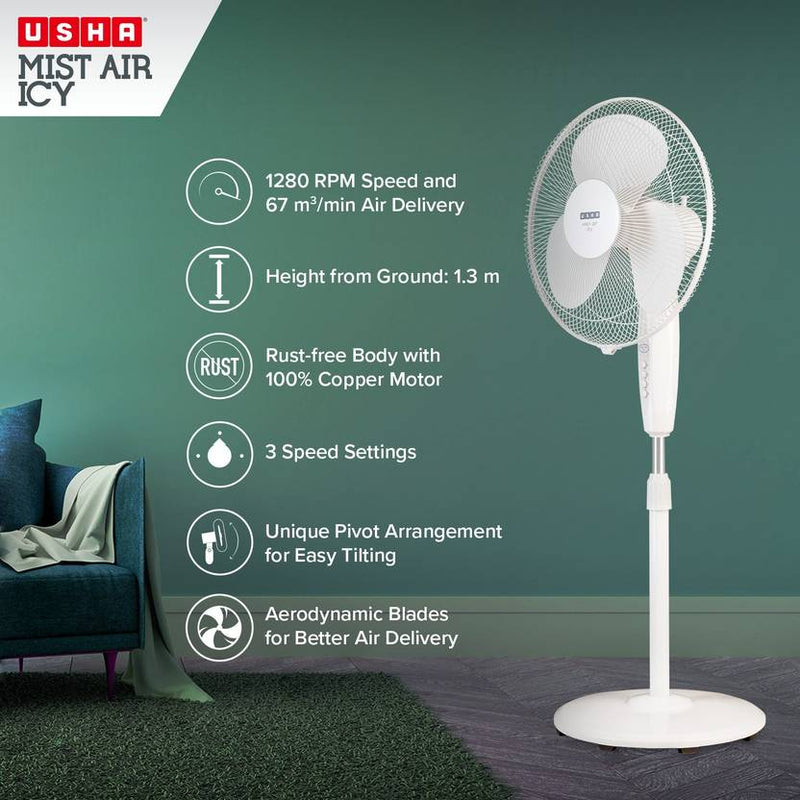 USHA Mist Air Icy 400 mm Pedestal Fan-2
