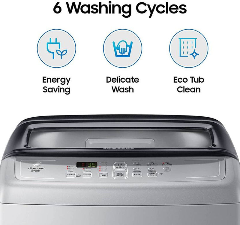 Samsung 6.5 kg Diamond Drum feature Fully Automatic Top Load Washing Machine Silver (WA65A4002VS/TL)-4