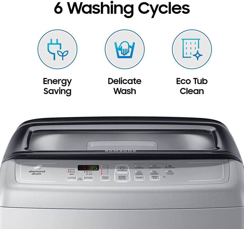 Samsung 6.5 kg Diamond Drum feature Fully Automatic Top Load Washing Machine Silver (WA65A4002VS/TL)-4