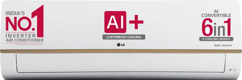 LG 2023 Model 1 Ton 5 Star Split Inverter with Wi-fi 4 Way Swing, HD Filter with Anti-Virus Protection AC (RS-Q14GWZE, Gold Deco)