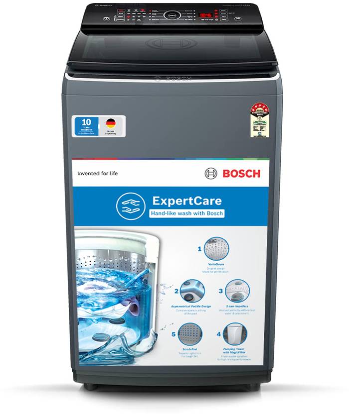 Bosch 6.5 kg 5 Star With Vario Drum & Anti Tangle Program Fully Automatic Top Load Washing Machine Grey (WOE651D0IN)-1