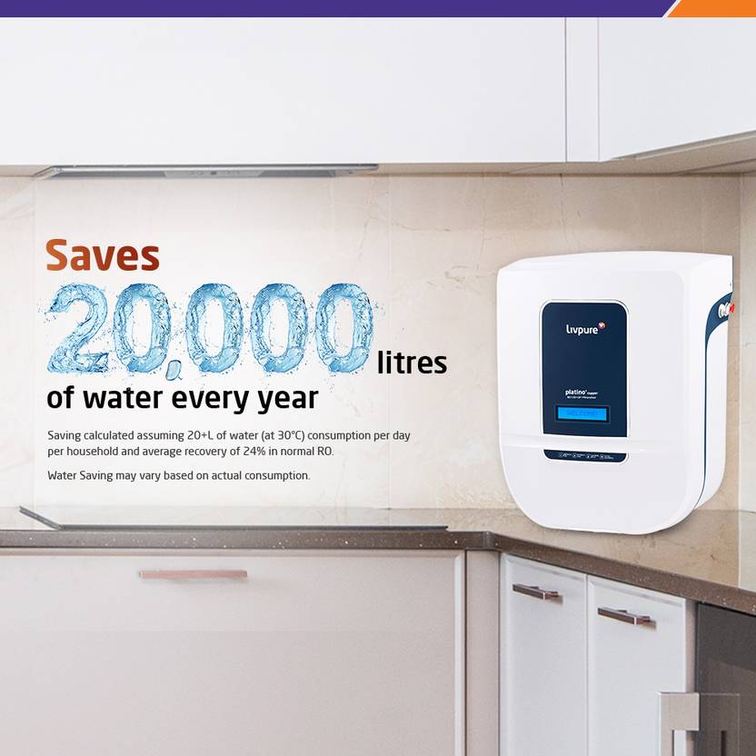 Livpure LIV-PLATINO-PLUS-COPPER2000 8.5 L RO + UV + UF + Copper + Minerals Water Purifier 8 STAGE ADVANCED PURIFICATION WITH HR TECHNOLOGY, TOUCH-3
