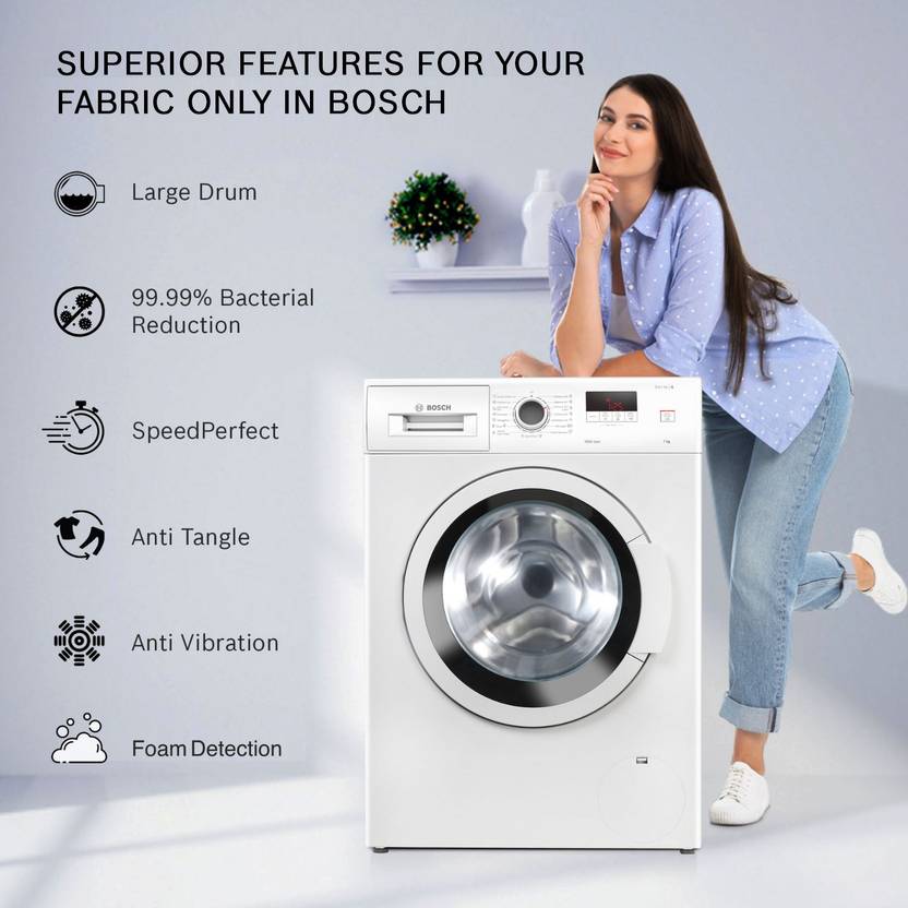 Bosch 7 kg Drive Motor, Anti Tangle, Anti Vibration Fully Automatic Front Load Washing Machine with In-built Heater White (WAJ2006EIN)-2