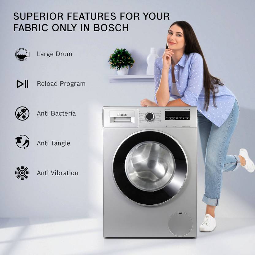 Bosch 8 kg AntiTangle,AntiVibration,1200RPM Fully Automatic Front Load Washing Machine with In-built Heater Silver (WAJ2426PIN)-2