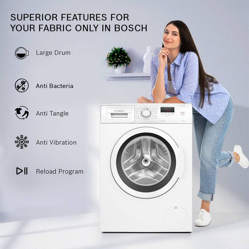 Bosch 6.5 kg Drive Motor, Anti Tangle, Anti Vibration Fully Automatic Front Load Washing Machine with In-built Heater White (WLJ2006EIN)-2