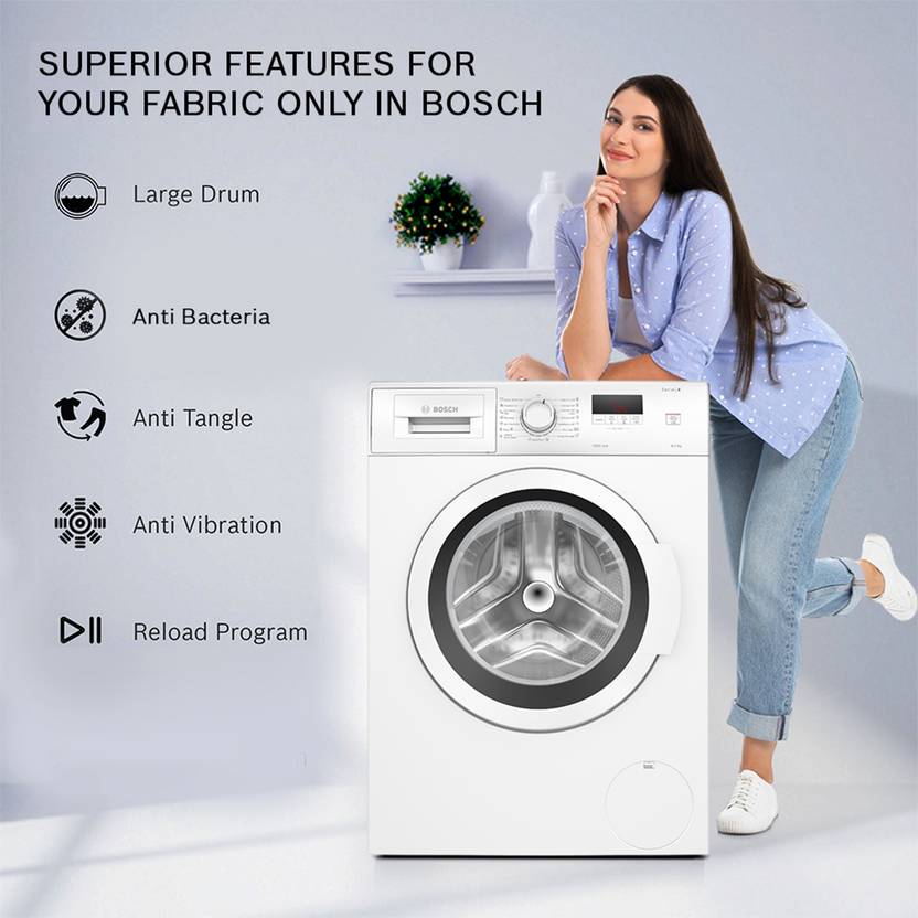 Bosch 6.5 kg Drive Motor, Anti Tangle, Anti Vibration Fully Automatic Front Load Washing Machine with In-built Heater White (WLJ2006EIN)-2