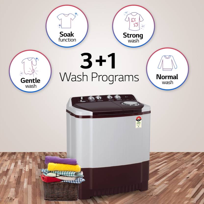 LG 8.5 kg 5 Star with Roller Jet Pulsator with Soak, Wind Jet Dry and Collar Scrubber Semi Automatic Top Load Washing Machine Maroon, White (P8530SRAZ)-4