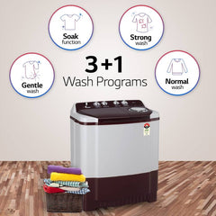 LG 8.5 kg 5 Star with Roller Jet Pulsator with Soak, Wind Jet Dry and Collar Scrubber Semi Automatic Top Load Washing Machine Maroon, White (P8530SRAZ)-4