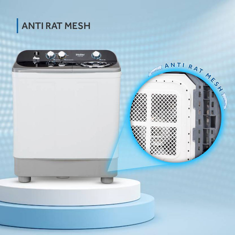 Haier 9.5 kg 5 Star Anti-Bacterial Vortex Pulsator Semi Automatic Top Load Washing Machine Grey, White (HTW95-186S)-3