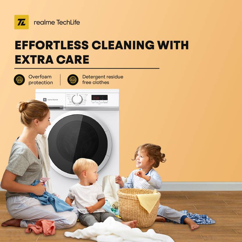 Realme TechLife 7 kg 5 Star Power Clean Fully Automatic Front Load Washing Machine with In-built Heater White (RMFL705NHNAW)-3