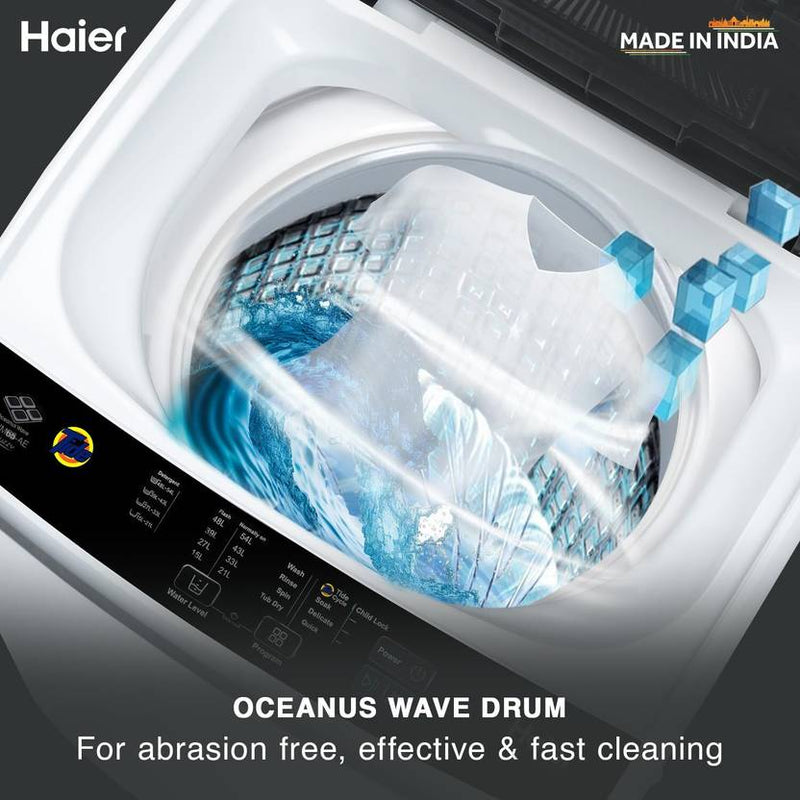 Haier 6.5 kg 5 Star Oceanus Wave Drum Washing Machine Fully Automatic Top Load Grey (HWM65-AE)-3