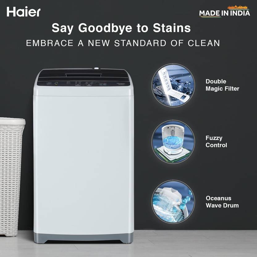 Haier 6.5 kg 5 Star Oceanus Wave Drum Washing Machine Fully Automatic Top Load Grey (HWM65-AE)-2