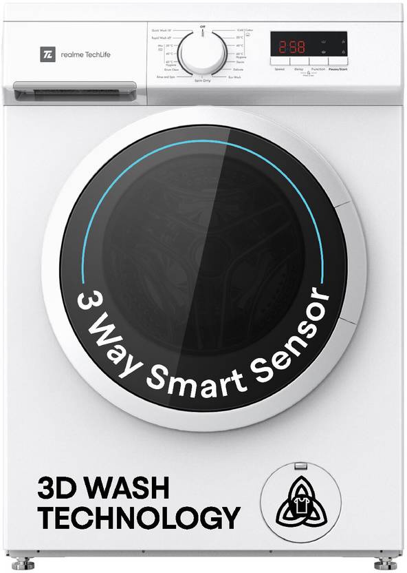 Realme TechLife 7 kg 5 Star Power Clean Fully Automatic Front Load Washing Machine with In-built Heater White (RMFL705NHNAW)