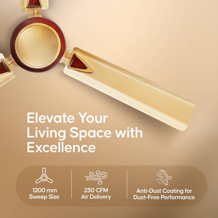 LONGWAY Starlite-1 P1 1200 mm/48 inch Ultra High Speed 3 Blade Anti-Dust Decorative Star Rated Ceiling Fan-5