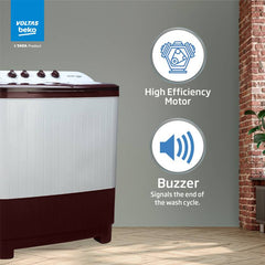 Voltas Beko by A Tata Product 7 kg with Fast Dry, Double Waterfall, 5 Wing Pulsator Semi Automatic Top Load Washing Machine Maroon, White (WTT70DBRTF)-3